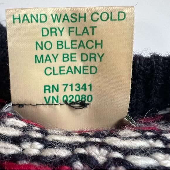 VTG 90s L.L. Bean Wool Blend Nordic Birdseye Silver Clasp Cardigan Sweater M - Picture 11 of 14